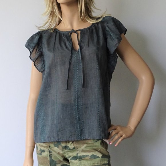 Lucky Brand Tops - Lucky Brand NWT Flutter Sleeve Top Blouse